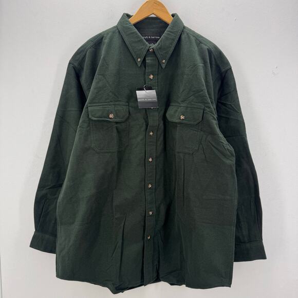 NWT VTG 90's Croft & Barrow Mens XLT Woven Cotton Button Down Shirt Thick Green
